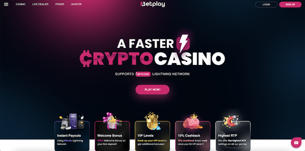 Page d'accueil du casino Betplay.io