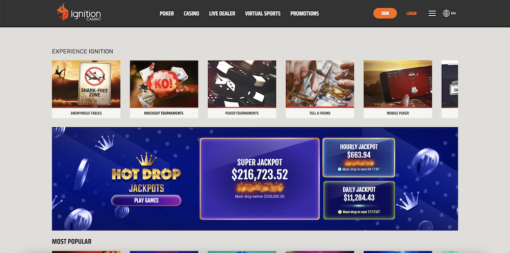 Ignition Casino Homepage
