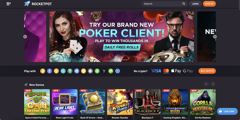 Page d'accueil de Rocketpot Casino