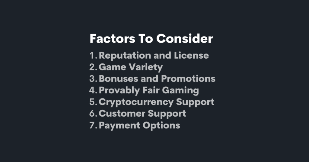 Factors to consider